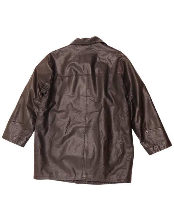Casaco de couro vintage feminino com ajuste relaxado UE 36 pequeno preto