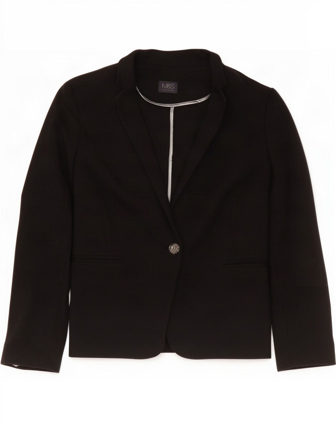 Jaqueta blazer feminina Marks & Spencer com 1 botão Reino Unido 16 grande algodão preto