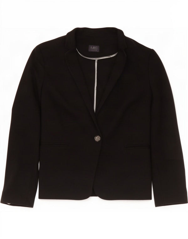 Jaqueta blazer feminina Marks & Spencer com 1 botão Reino Unido 16 grande algodão preto