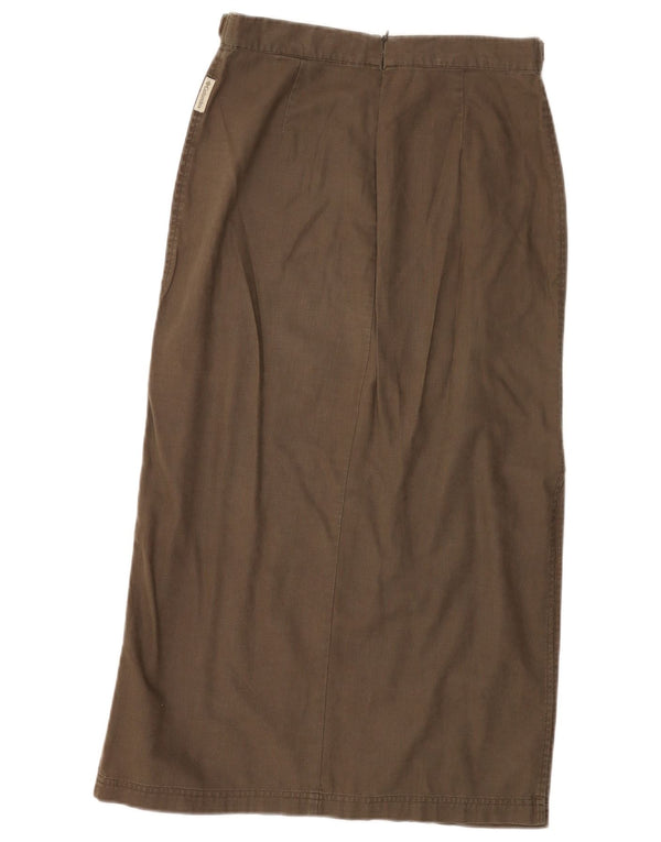 Saia midi feminina COLUMBIA Reino Unido 10 pequena W28 linho cáqui