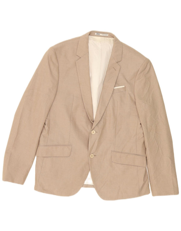 Jaqueta blazer masculina Zara com 2 botões EU 54 XL bege