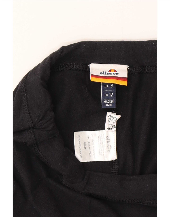 Shorts esportivos gráficos femininos Ellesse UK 12 algodão preto médio