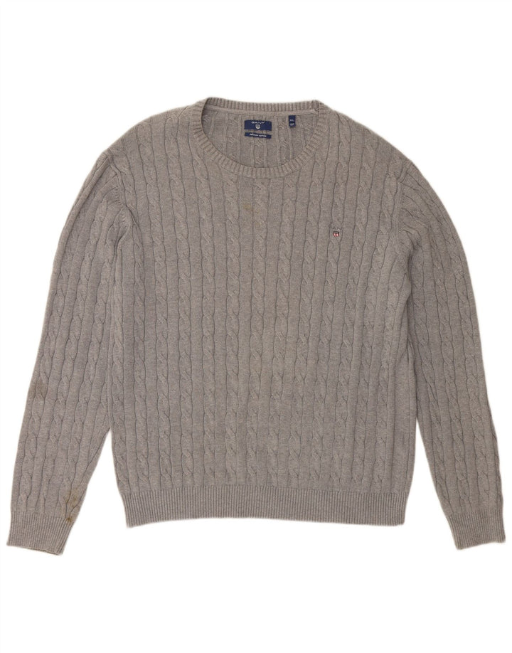 Suéter masculino GANT com gola redonda 3XL algodão cinza