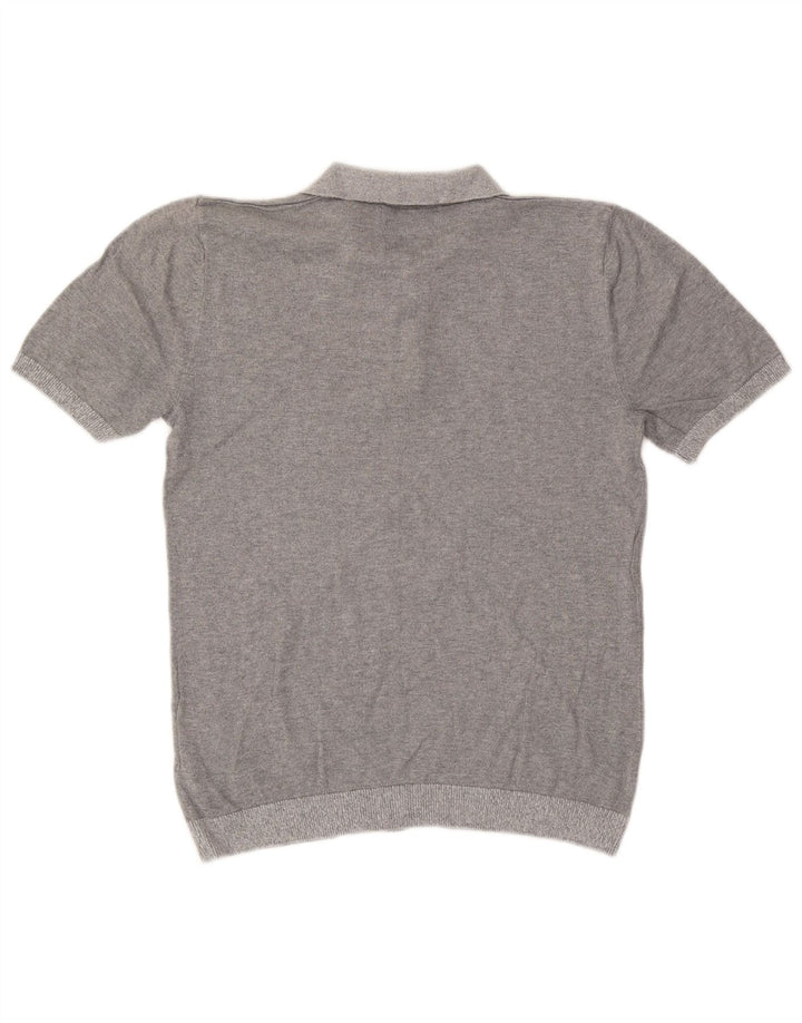 Suéter masculino Marks & Spencer com gola polo sob medida cinza médio