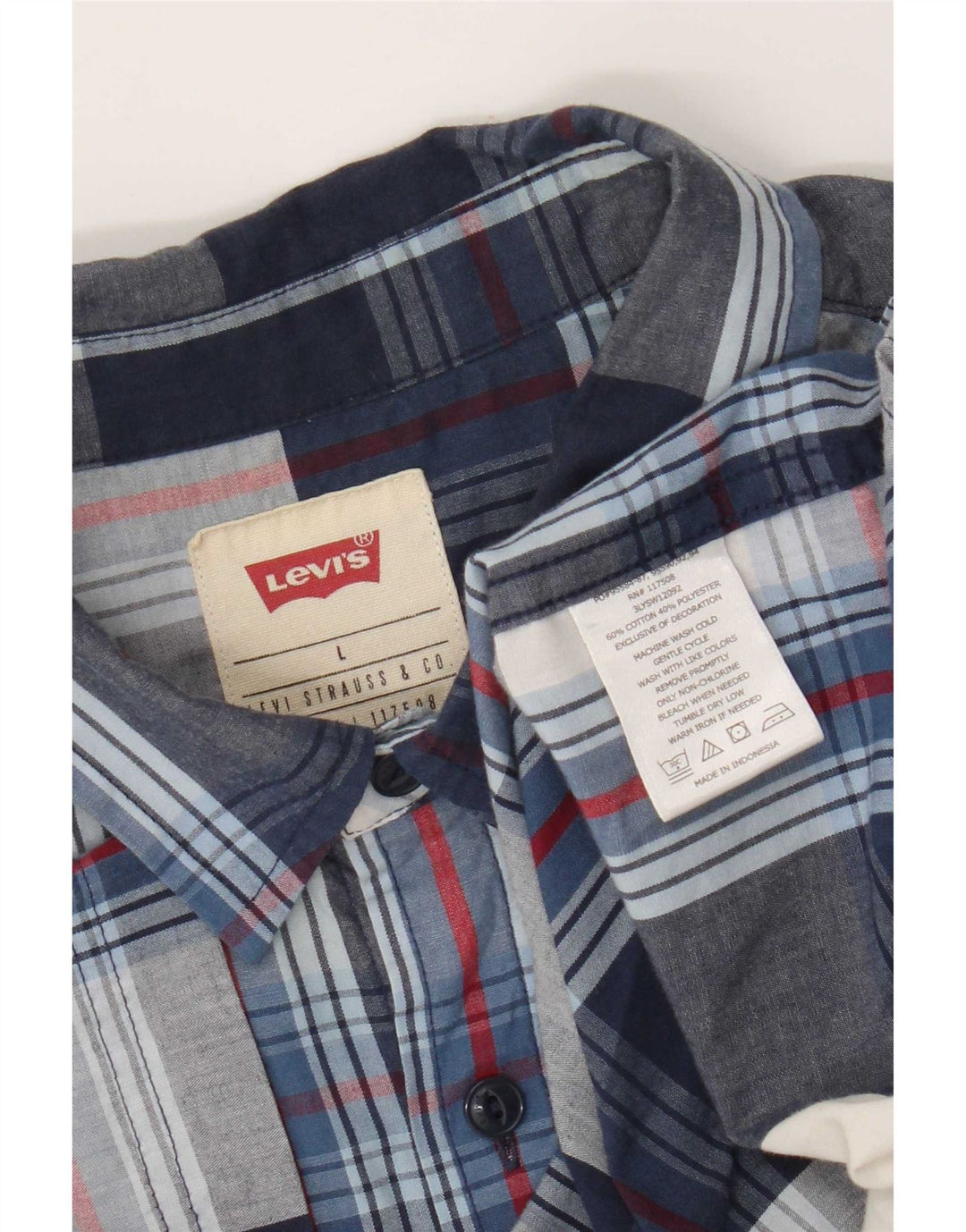Camisa masculina de manga curta Levi's grande algodão xadrez azul marinho