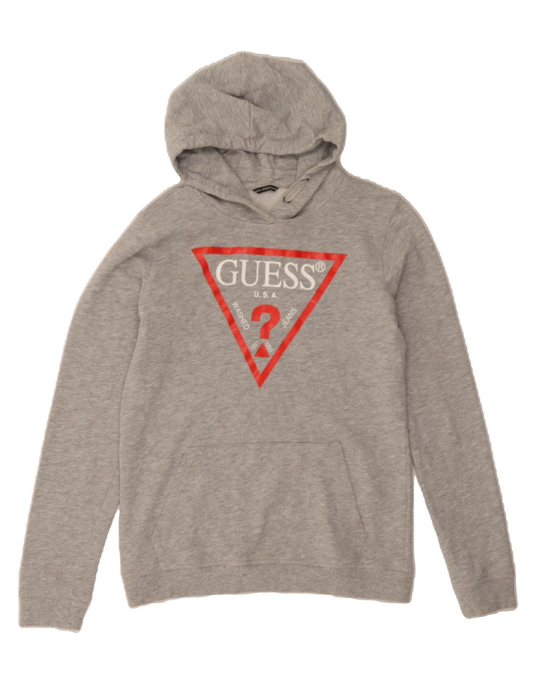 GUESS Boys Graphic Hoodie Jumper 15-16 Years Grey Cotton Vintage Guess and Second-Hand Guess from Messina Hembry 