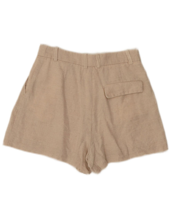 Zara Shorts feminino cintura alta casual XS W24 linho bege