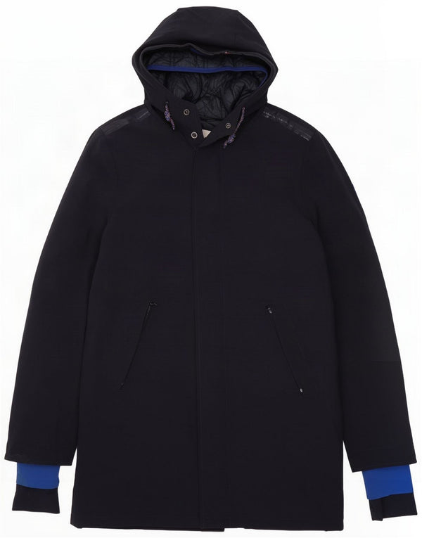 Invicta Mens Hooded Parka Jacket UK 40 Large Navy Blue Colourblock