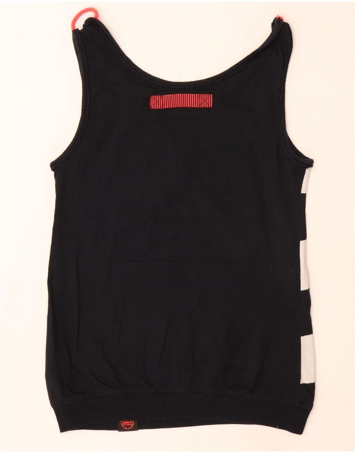 Adidas Womens Crop Graphic Vest Top EU 38 Pequeno Preto Colourblock Algodão