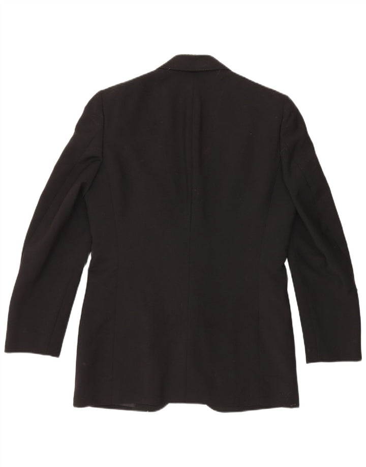 Conjunto masculino VINTAGE de 1 botão e 2 peças IT 46 pequeno W29 L29 lã preta