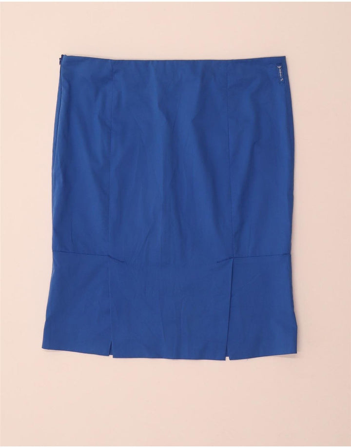 ARMANI Saia reta feminina EU 46 XL W34 algodão azul