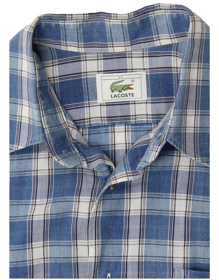 Camisa masculina de manga curta LACOSTE tamanho 40 xadrez azul médio