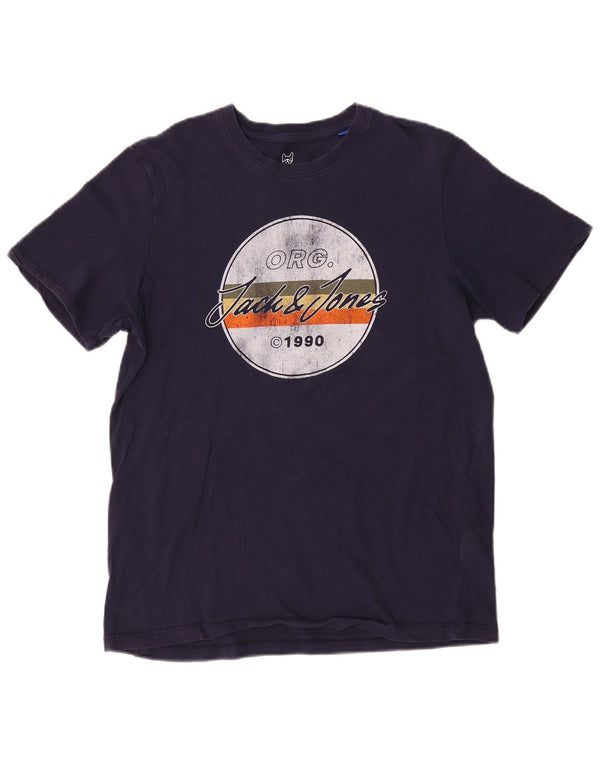 Camiseta gráfica Jack & Jones Boys Top 15-16 anos algodão azul marinho