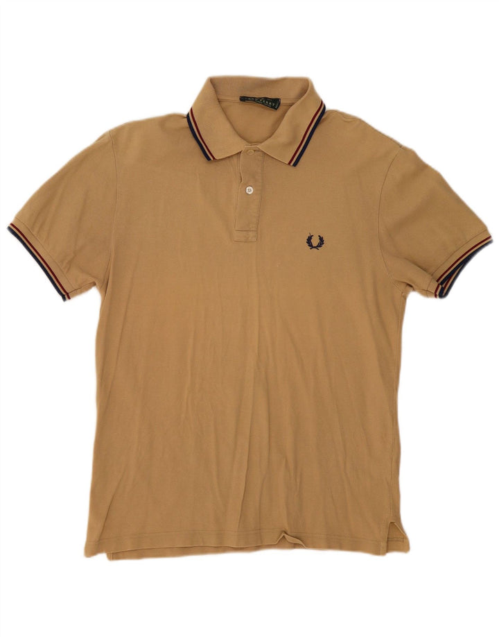Camisa polo masculina Fred Perry pequena algodão bege