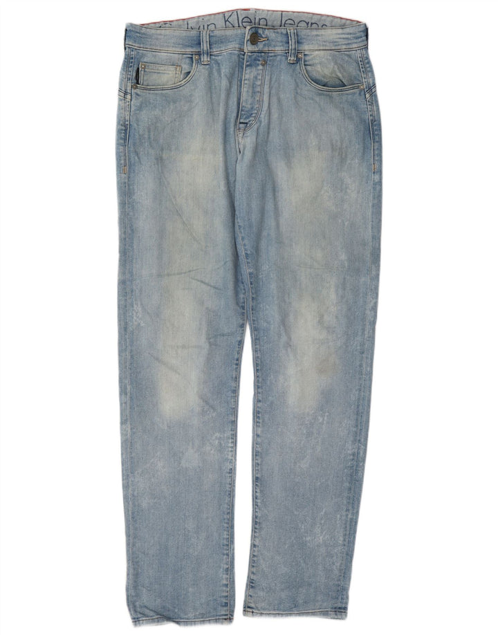Calça jeans reta masculina Calvin Klein W32 L34 azul algodão