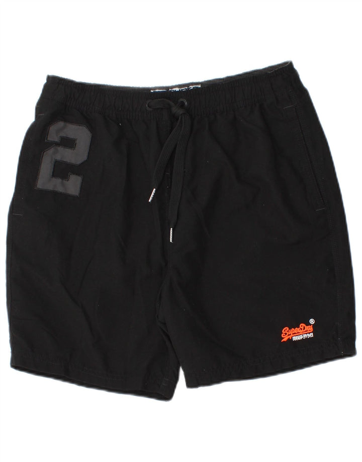 Shorts de natação masculinos Superdry Graphic médio preto poliéster