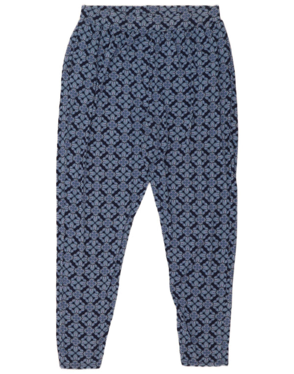 Calça feminina casual justa M&Co Reino Unido 14 grande W30 L29 azul marinho floral