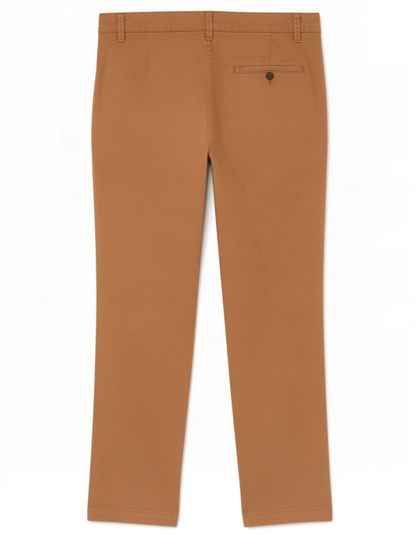 Calça chino reta masculina Marks & Spencer W36 L31 algodão marrom