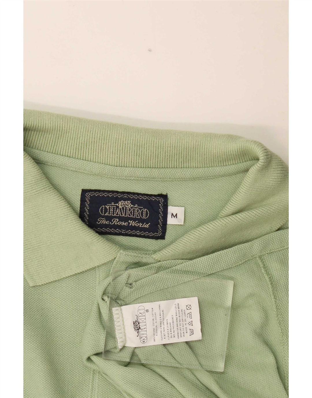 Camisa polo masculina de manga comprida Charro algodão verde médio