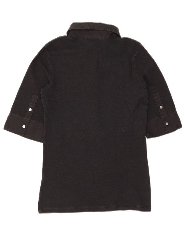 Camisa polo feminina Gant UK 8 pequena algodão preto