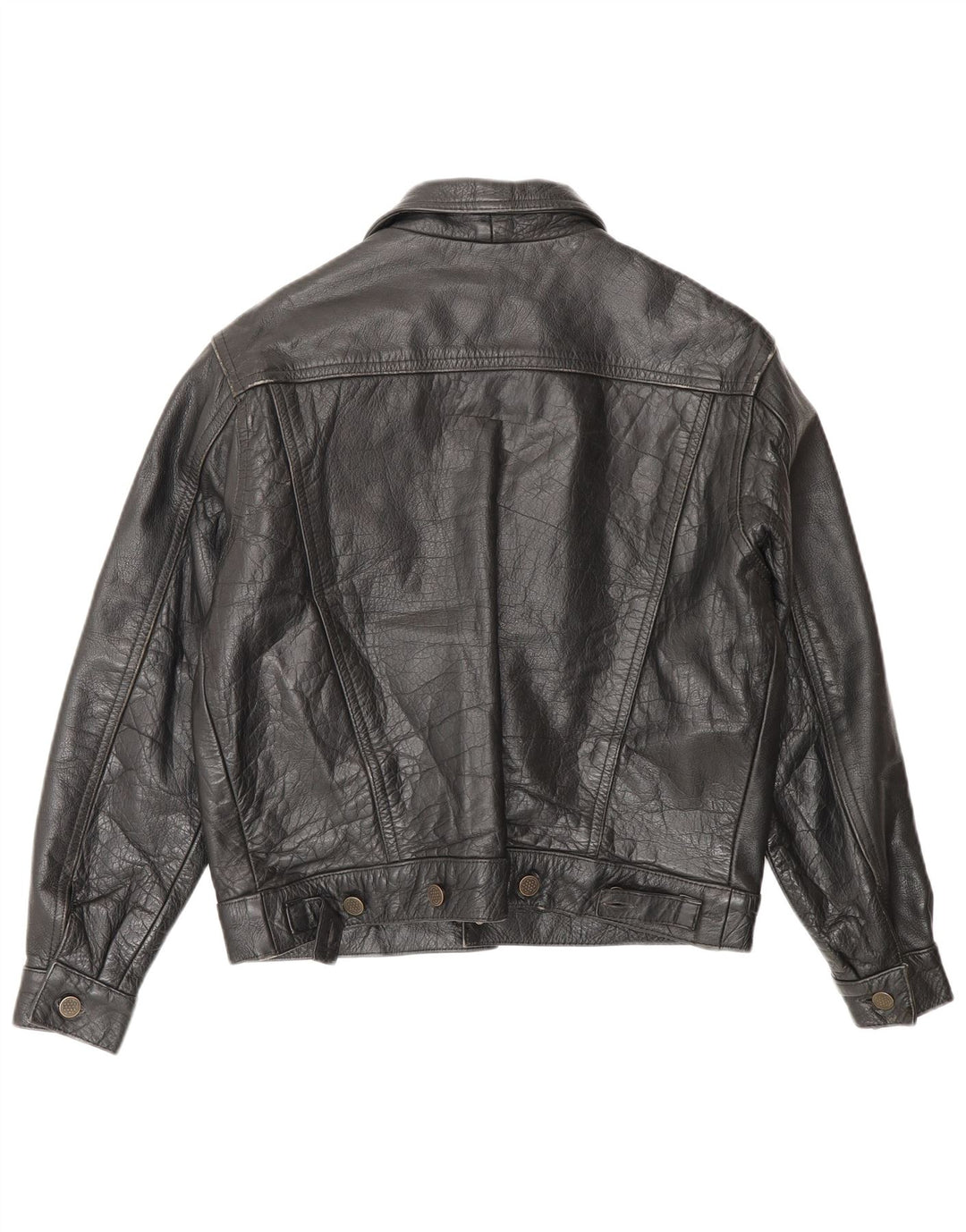 Jaqueta de couro feminina vintage IT 42 couro preto médio
