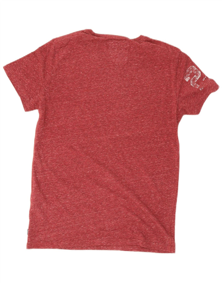 Camiseta gráfica masculina Superdry Top médio algodão manchado vermelho