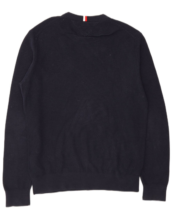 Suéter masculino Tommy Hilfiger com gola redonda, grande algodão azul marinho