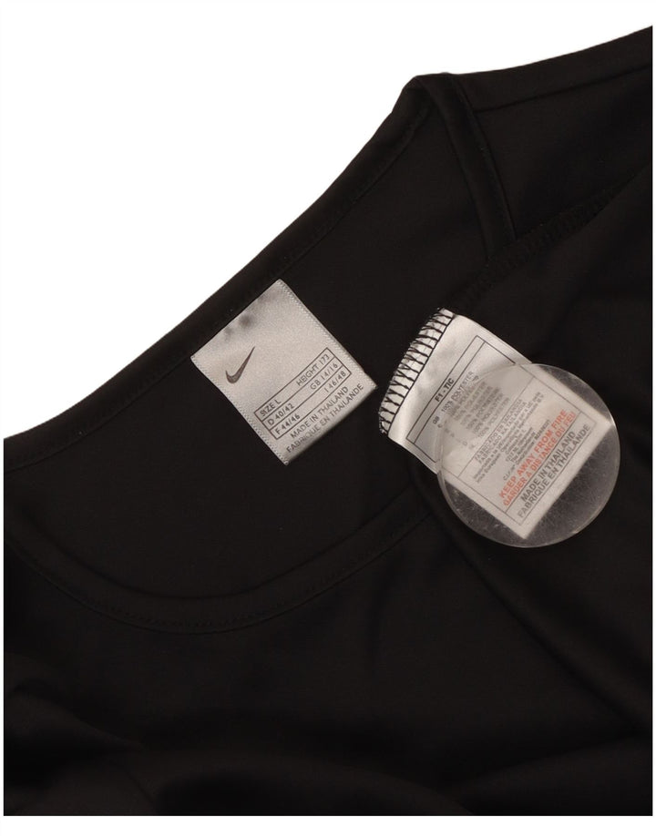 Nike Womens Dri Fit Top Manga Longa Reino Unido 14/16 Grande Poliéster Preto