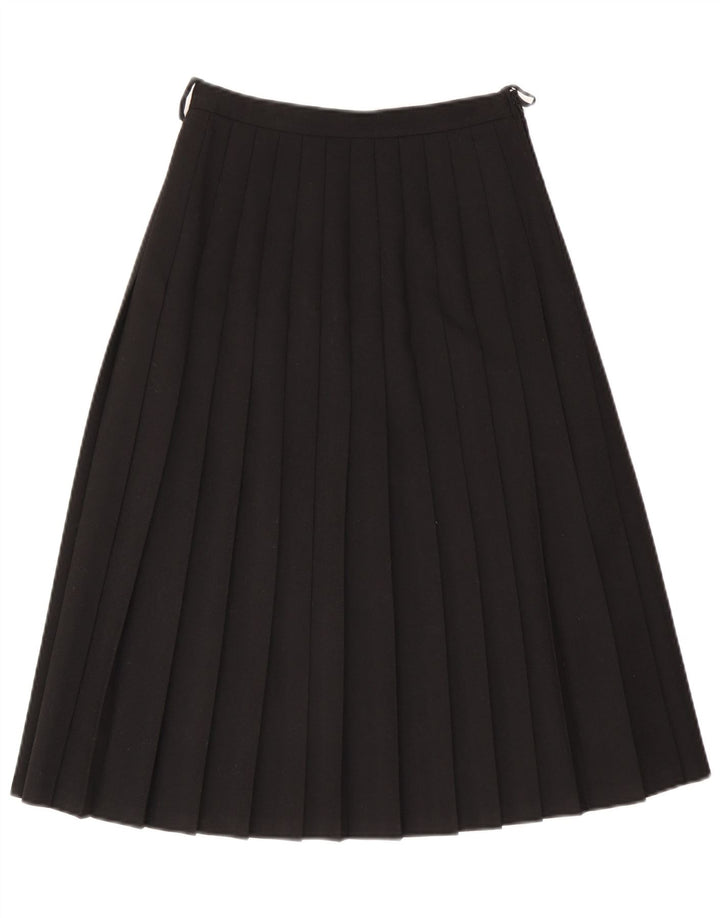 Saia feminina VINTAGE de cintura alta com faca plissada UE 40 médio W26 lã preta