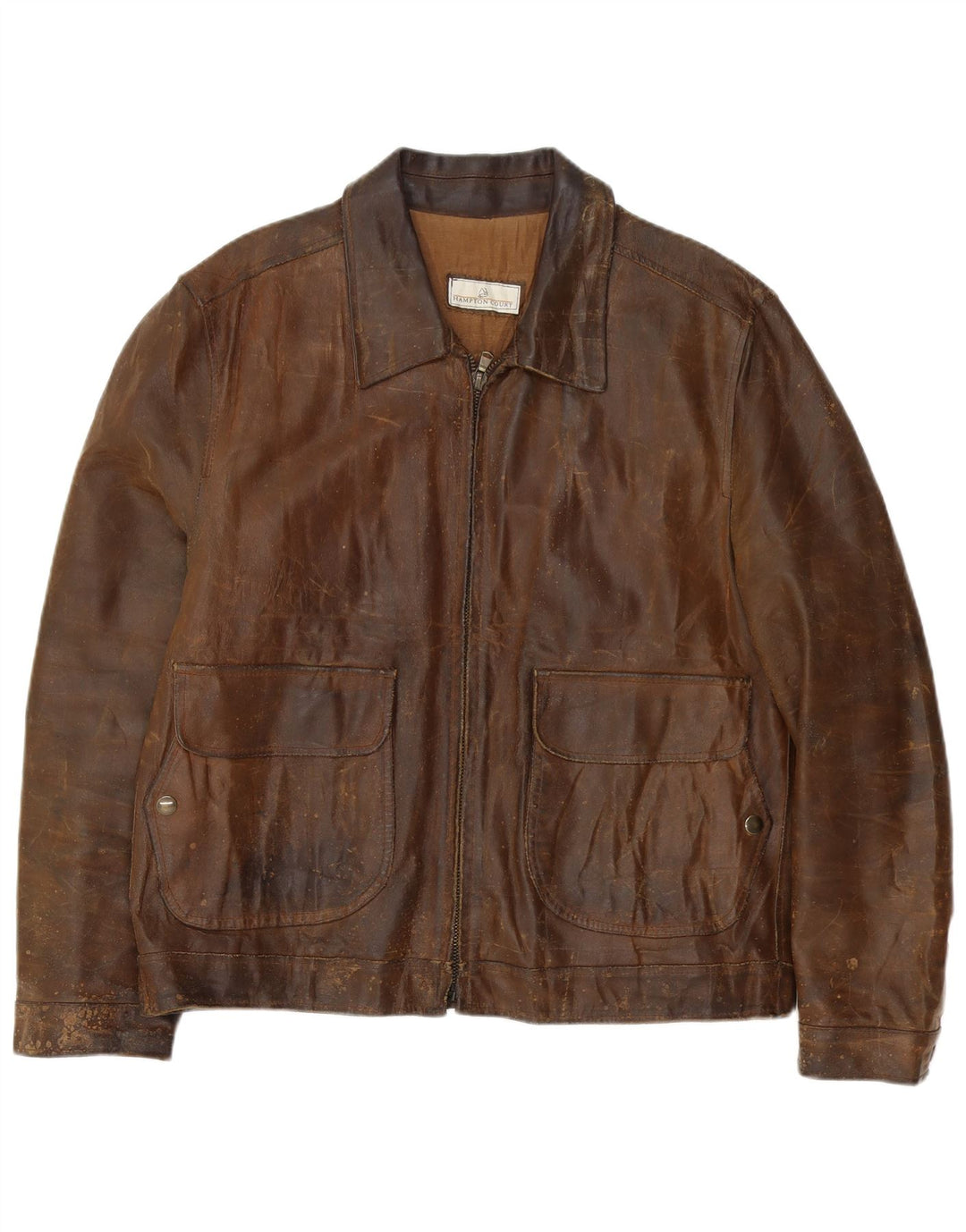 Jaqueta de couro masculina vintage IT 54 2XL couro marrom