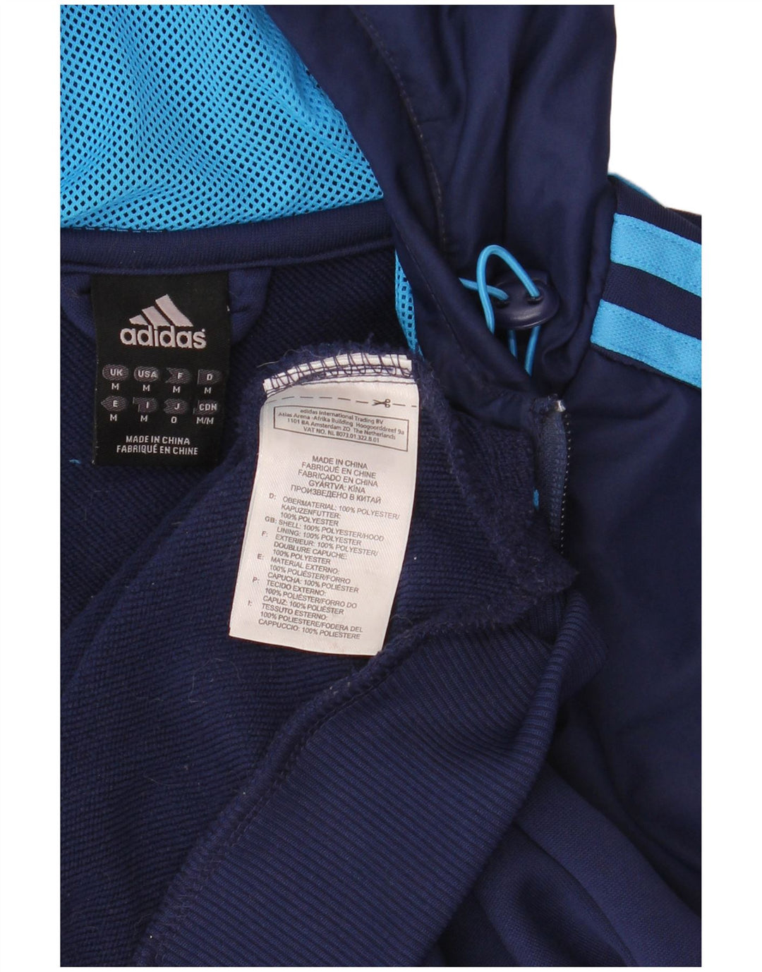 Adidas masculino zip moletom com capuz médio azul marinho poliéster