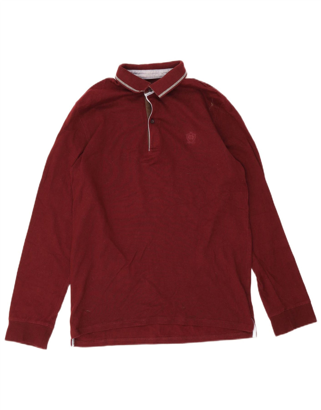 Camisa polo masculina de manga comprida Massimo Dutti pequena Borgonha