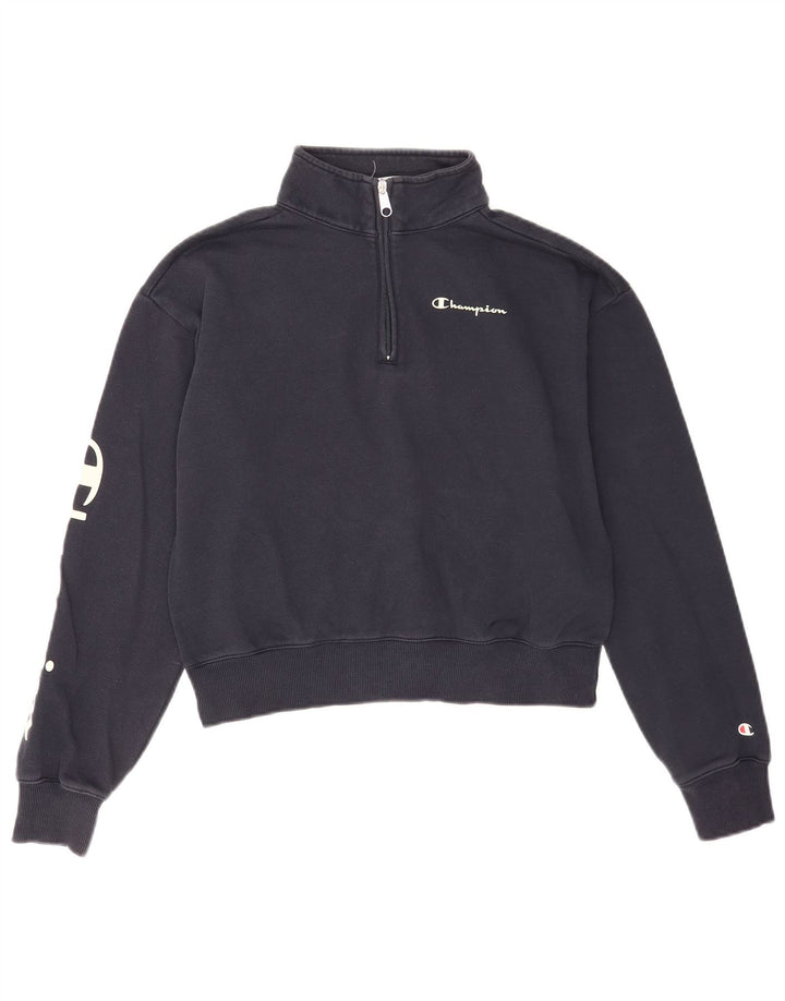 Champion moletom feminino cropped com estampa gráfica UK 14 médio azul marinho