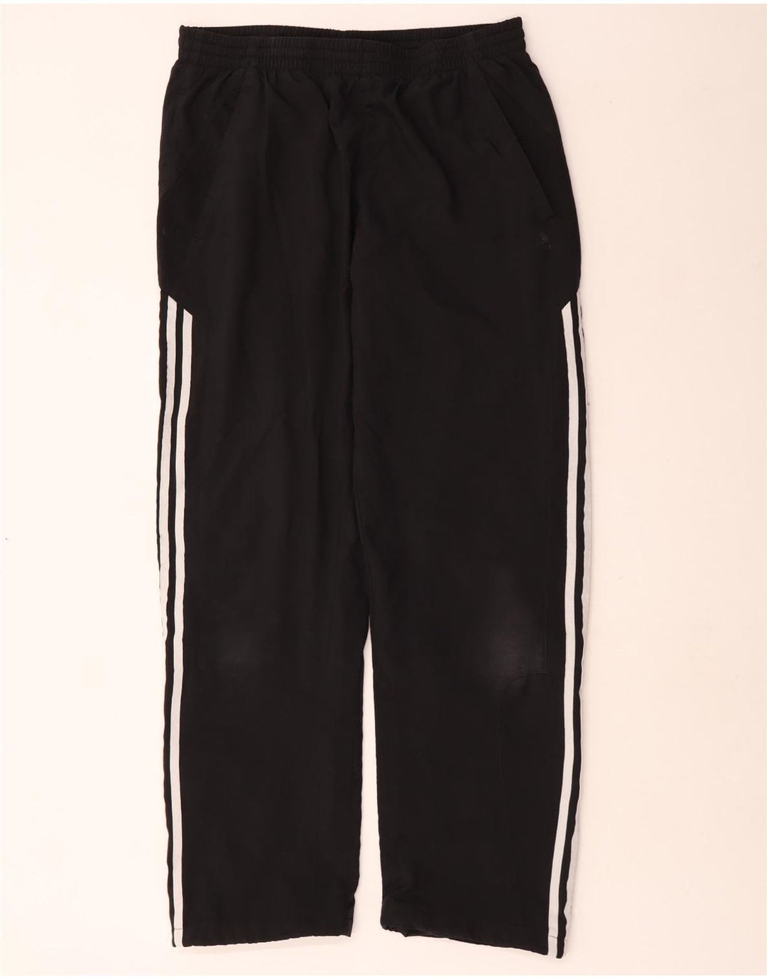Calças de treino masculinas Adidas UK 42/44 poliéster preto grande