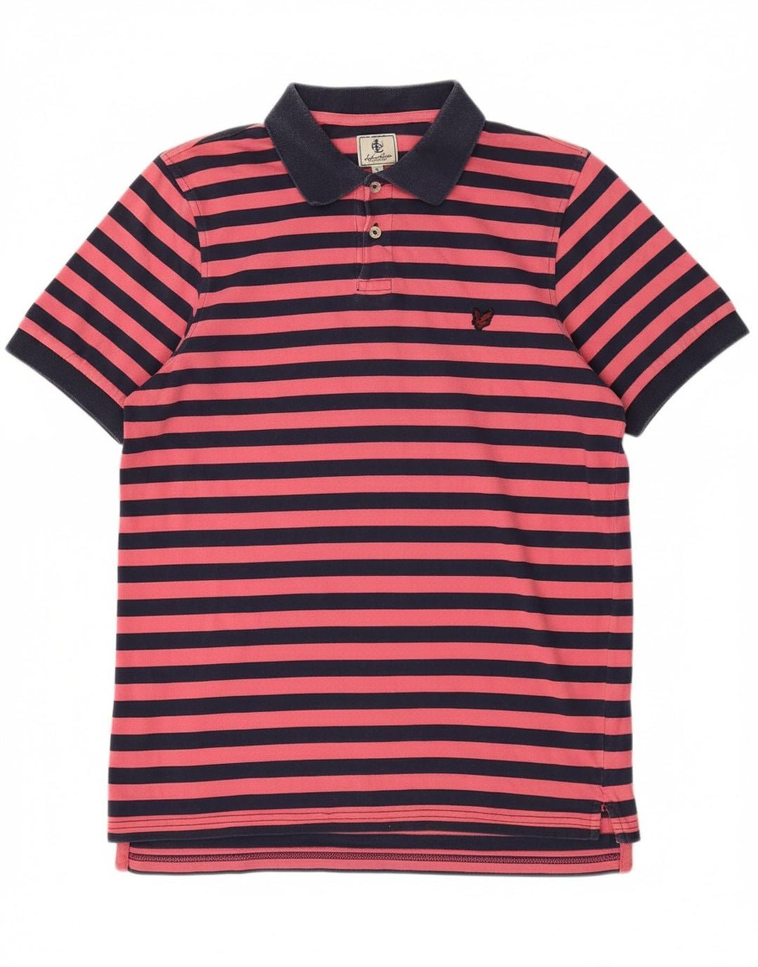 Camisa polo masculina LYLE & SCOTT pequena listrada rosa de algodão