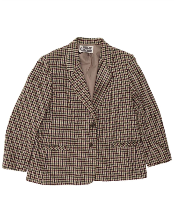 ELENA MIRO Jaqueta blazer feminina de 2 botões UK 18 XL Multicolor Houndstooth