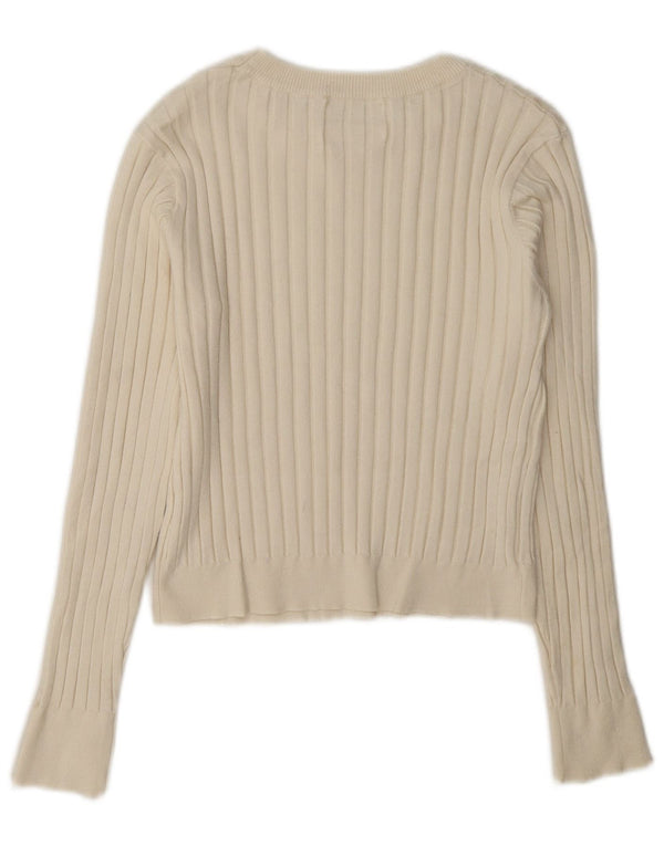 Zara Suéter feminino com gola redonda, 13-14 anos, viscose branca