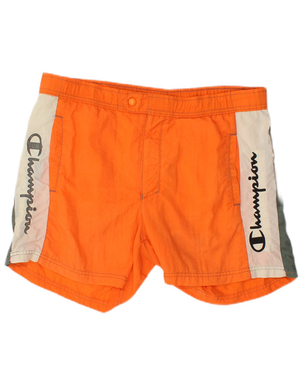 Shorts de natação masculino Champion médio laranja colorblock poliamida