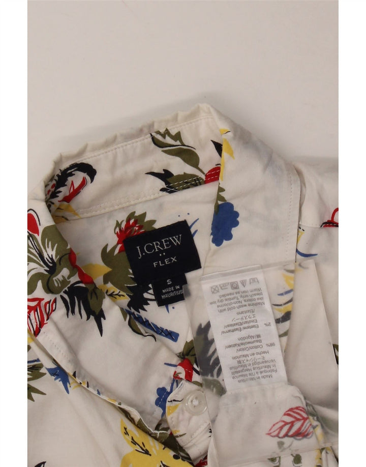 Camisa masculina J. CREW de manga curta flexível de algodão floral branco pequeno