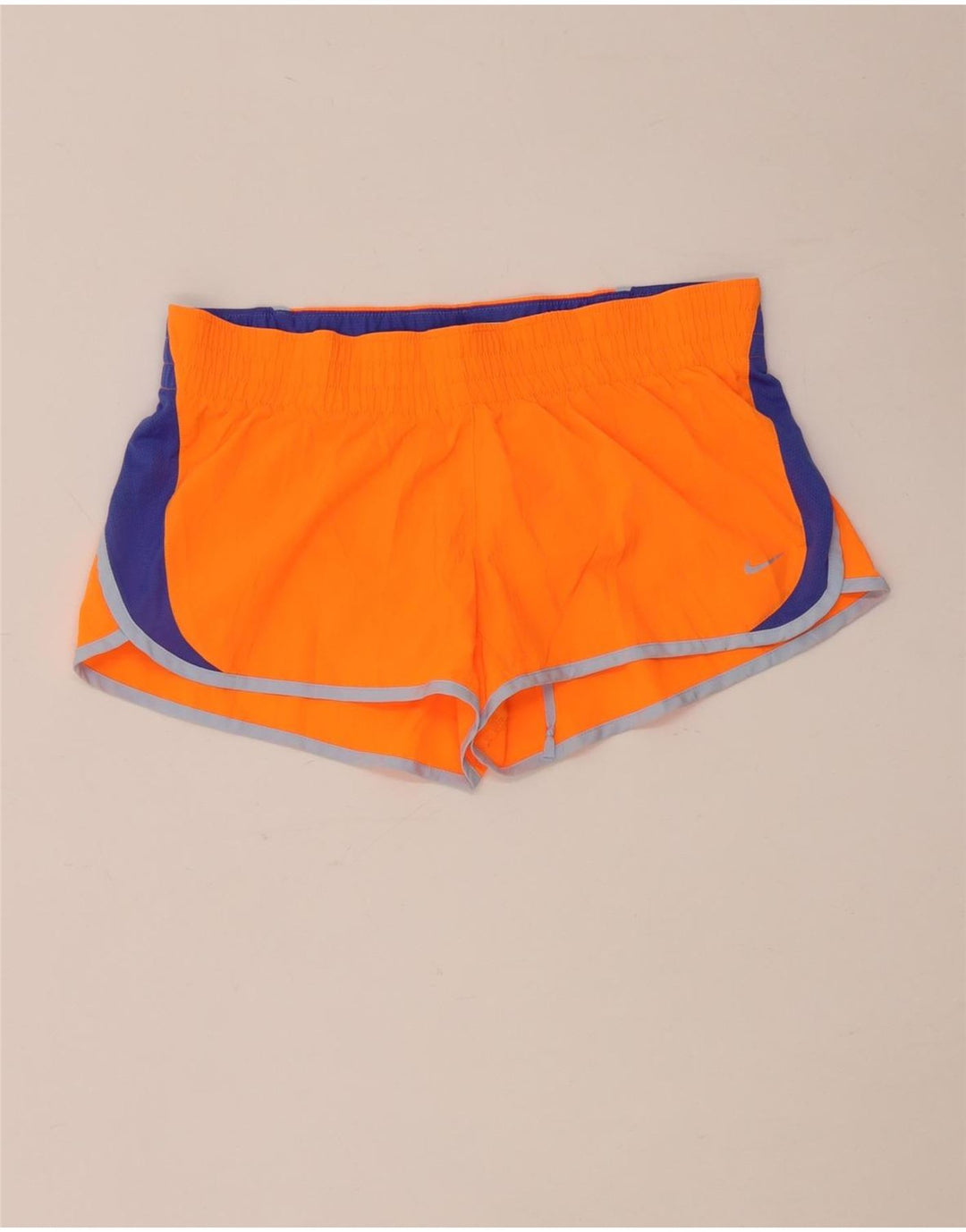 Shorts esportivos femininos Nike Dri Fit UK 14 médio laranja colorblock poliéster