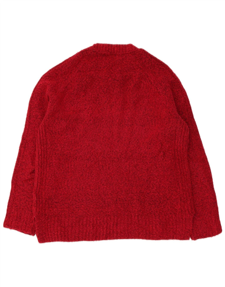 Suéter feminino Marks & Spencer com gola redonda grande, Reino Unido 10 pequeno vermelho