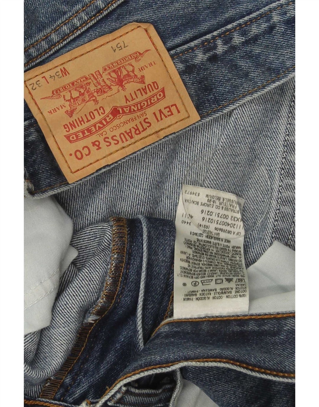 Calça jeans masculina Levi's 751 Straight W34 L32 azul algodão