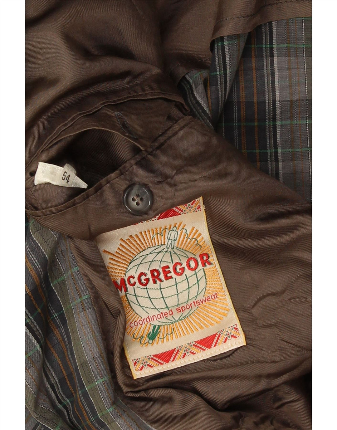 Jaqueta blazer masculina MC Gregor com 2 botões EU 54 2XL algodão xadrez cinza