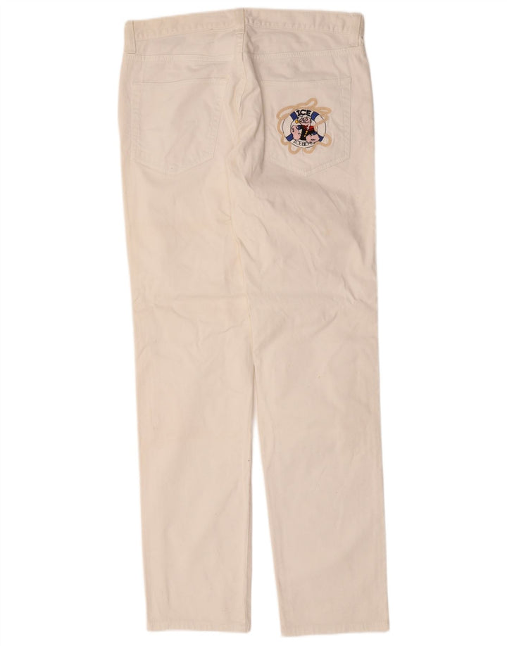 Jeans retos femininos Iceberg W34 L34 algodão branco