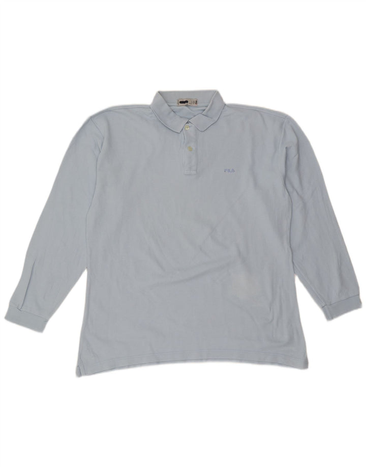 Camisa polo masculina de manga comprida FILA grande azul
