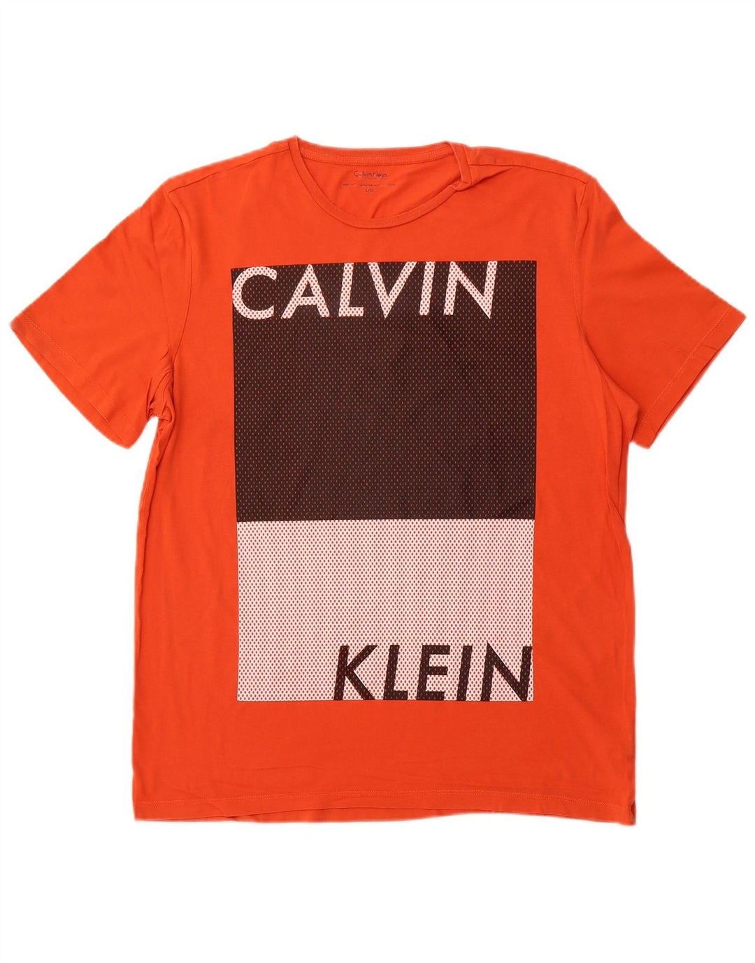 Camiseta masculina CALVIN KLEIN com estampa gráfica grande laranja