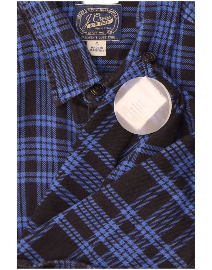 Camisa masculina de flanela J. CREW pequena azul xadrez de algodão