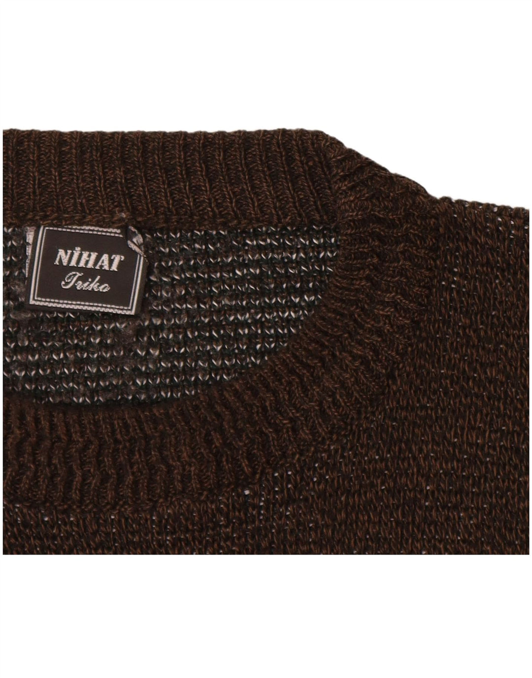 Suéter masculino VINTAGE com gola redonda XL marrom colorblock acrílico