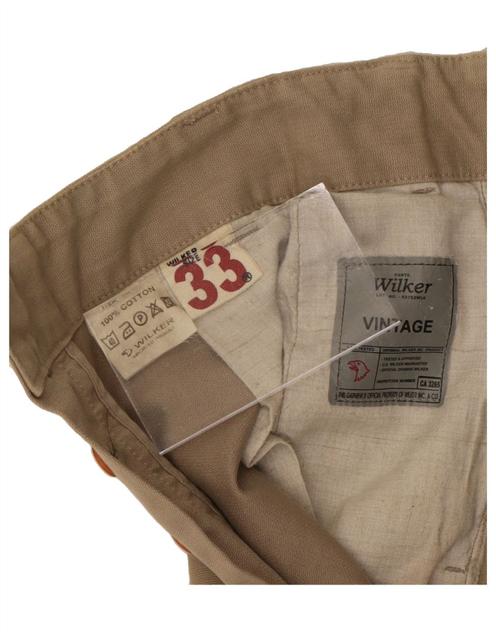 WILKER Womens Straight Chino Trousers W33 L32 Beige Cotton Vintage Wilker and Second-Hand Wilker from Messina Hembry 