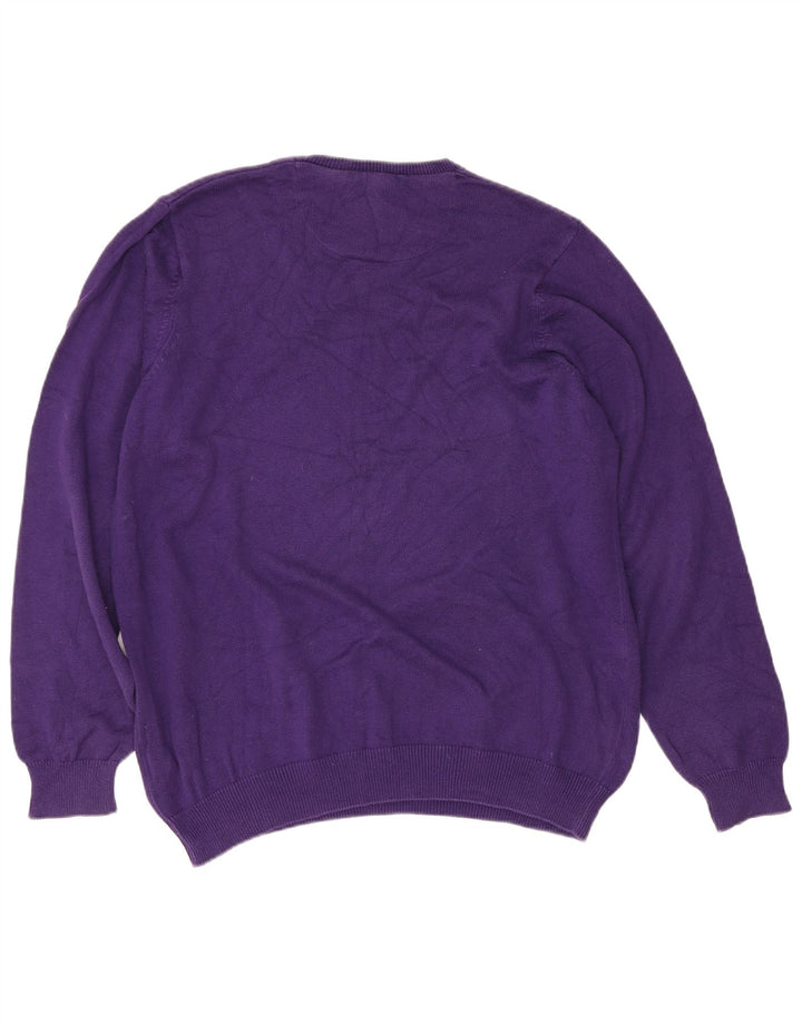 Suéter masculino Marks & Spencer Blue Harbor com gola redonda grande roxo